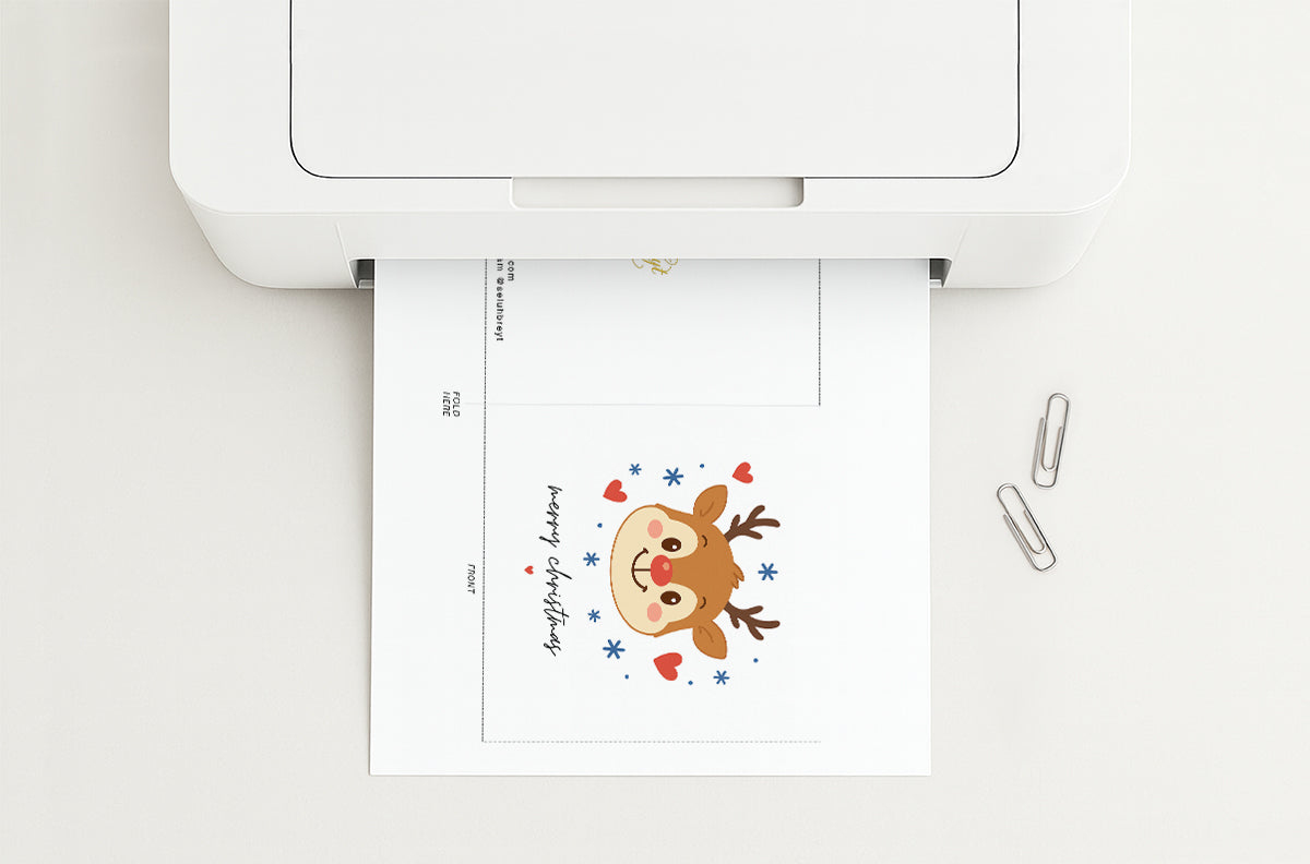 Deerly Yours Simple Printable Christmas Card