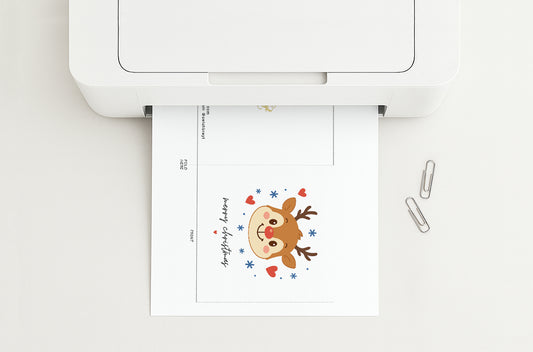 Deerly Yours Simple Printable Christmas Card