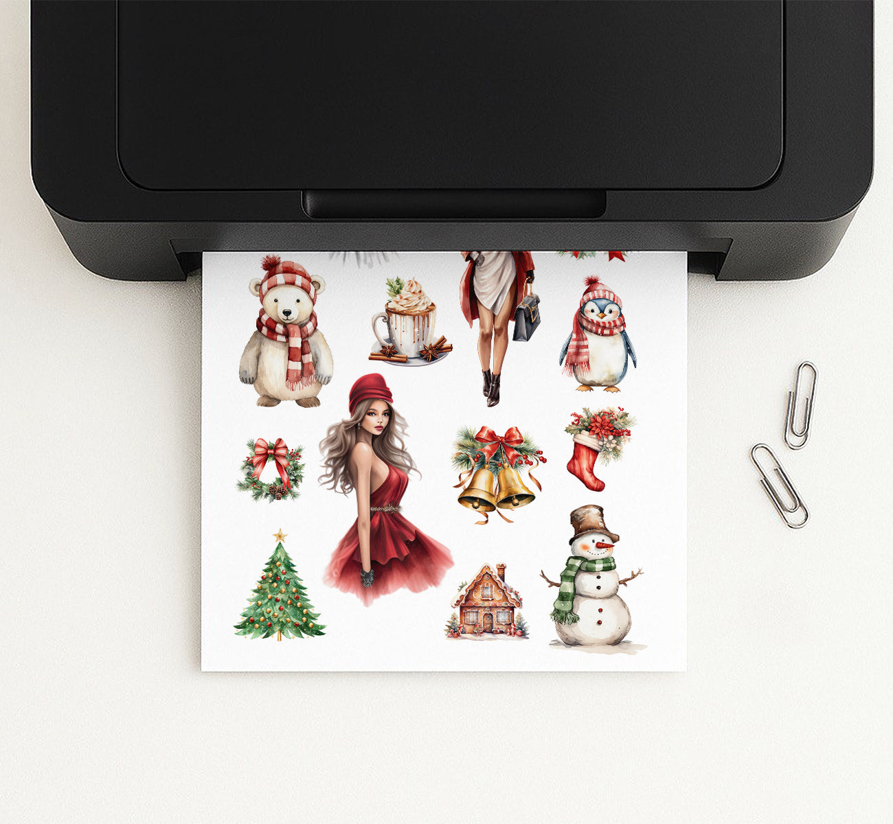 Holly Jolly Printable Christmas Sticker Sheet