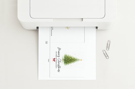 Peaceful Pine Simple Printable Christmas Card