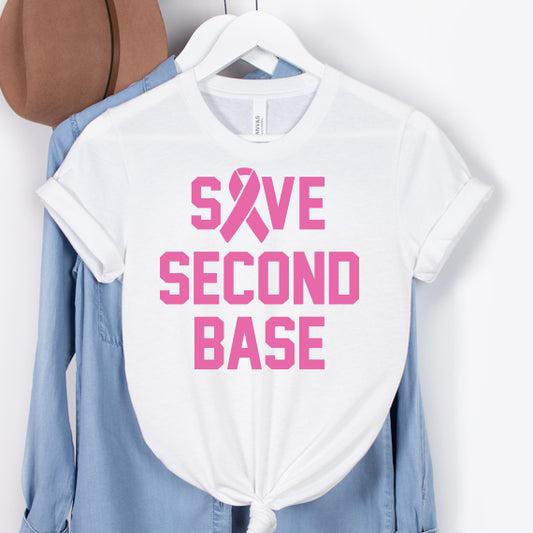 Save Second Base Breast Cancer Awareness PNG Sublimination Design