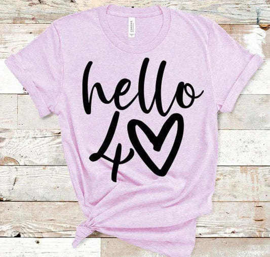 Hello 40 Birthday PNG Sublimation Design