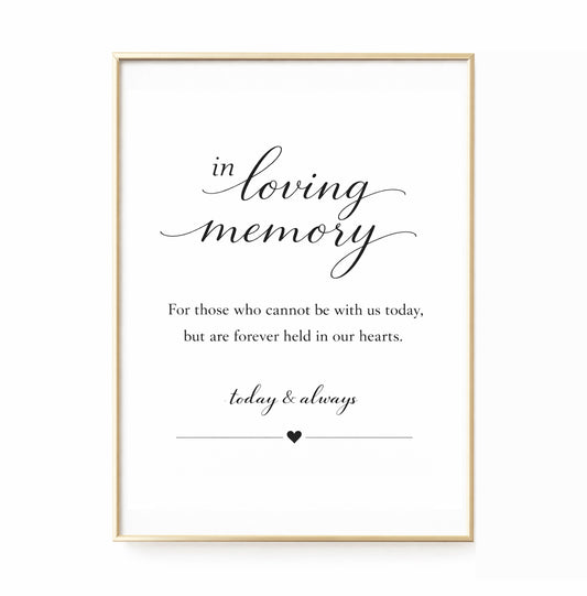 Always Remembered Table Sign Printable 8x10