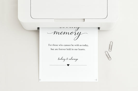 Always Remembered Table Sign Printable 8x10