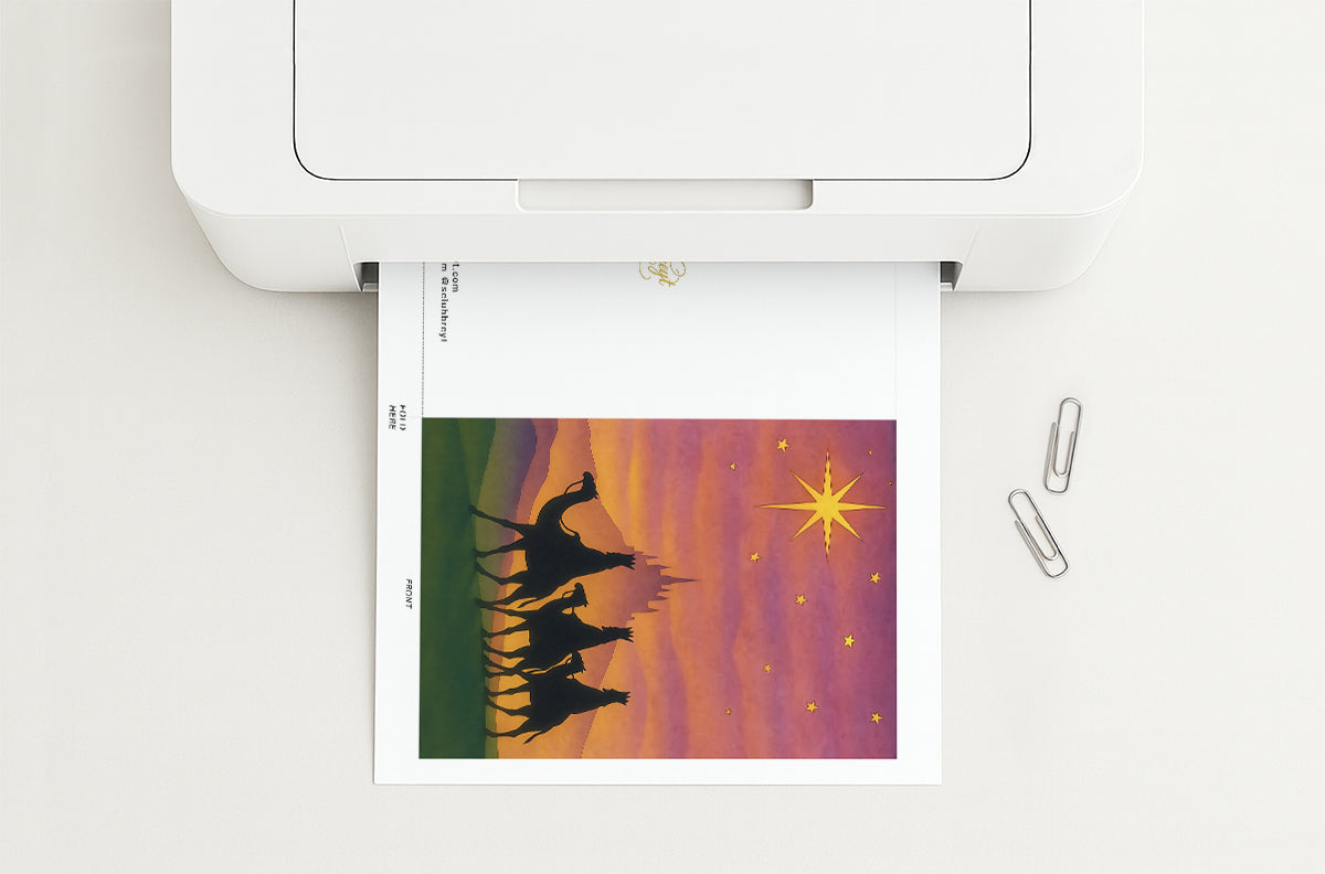 Follow The Star Printable Christmas Greeting Card