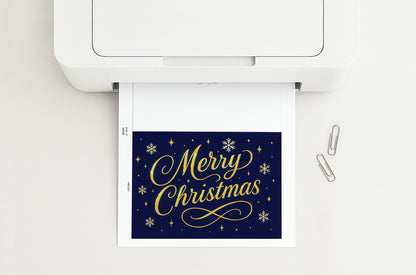 Golden Magic Printable Christmas Greeting Card