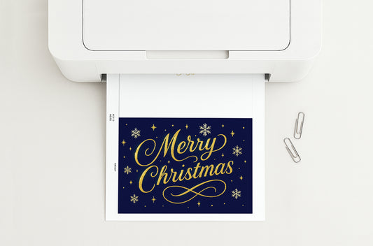 Golden Magic Printable Christmas Greeting Card