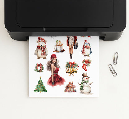 Holly Jolly Printable Christmas Sticker Sheet