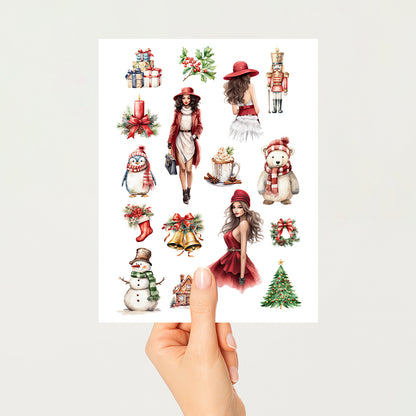 Holly Jolly Printable Christmas Sticker Sheet