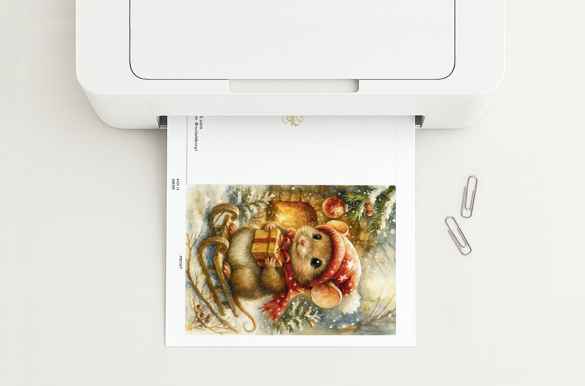Merry Mouse Printable Christmas Greeting Card
