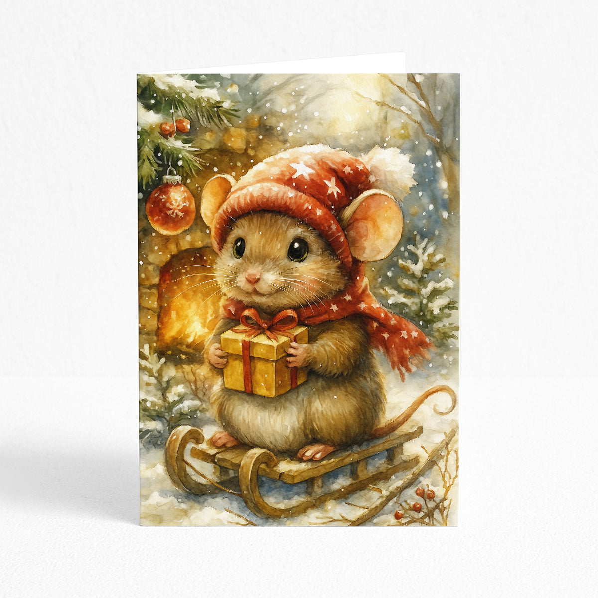 Merry Mouse Printable Christmas Greeting Card