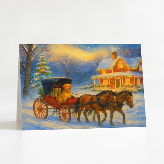 Moonlit Sleigh Printable Christmas Greeting Card