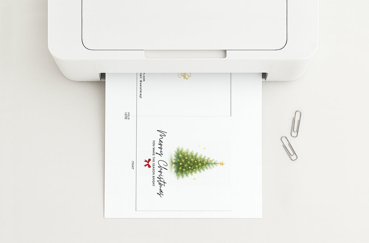 Peaceful Pine Simple Printable Christmas Card