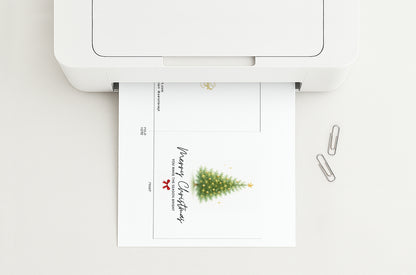 Peaceful Pine Simple Printable Christmas Card