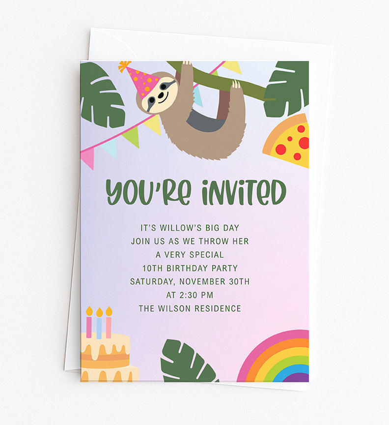 Sloth Editable Invitation Template