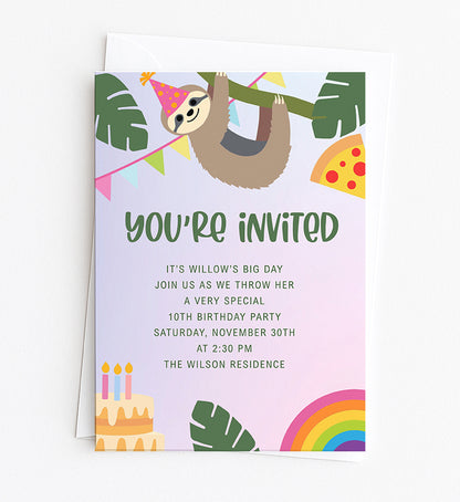Sloth Editable Invitation Template
