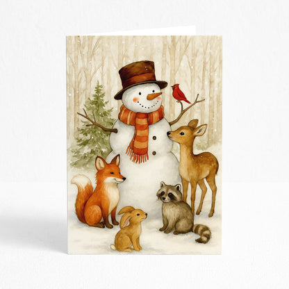 Snowy Pals Printable Christmas Greeting Card