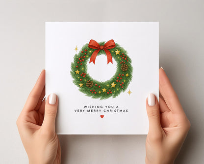Wreath Wishes Simple Printable Christmas Card